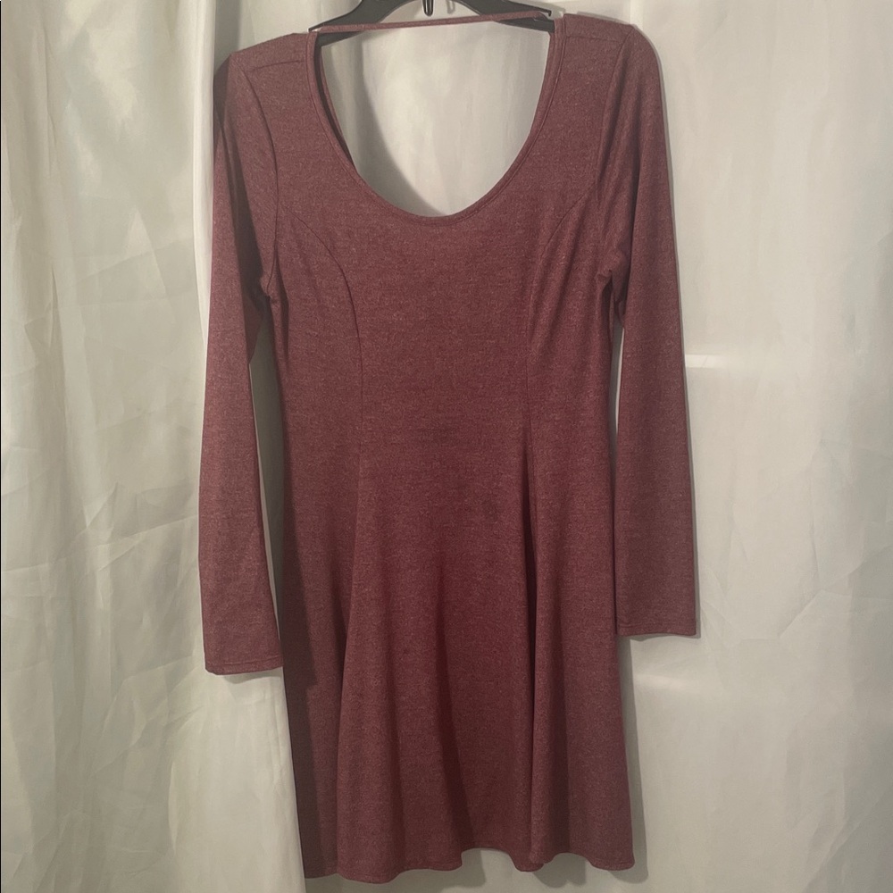 Dress Jersey feel by Acemi Burgundy Long Sleeve A line size Medium